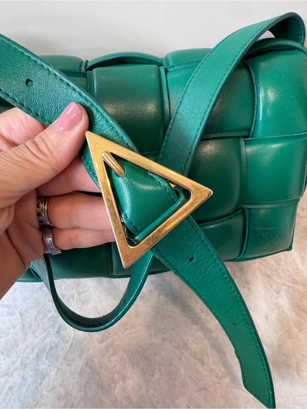 Bottega Veneta Padded Casette in ‘Racing Green’ Woven Leather Cross Body Bag - Picture 4 of 16
